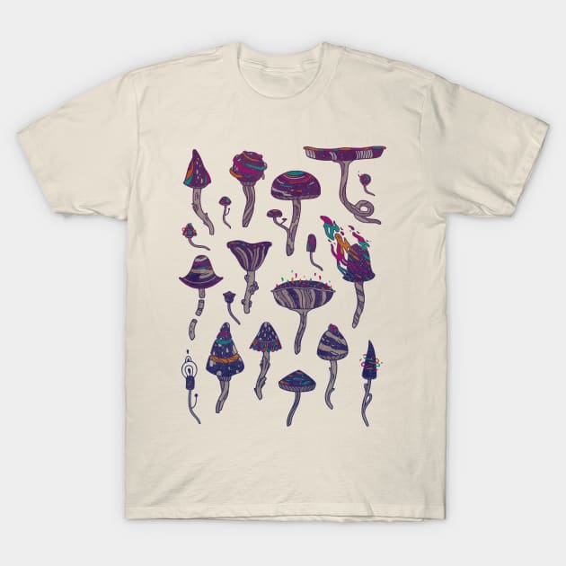 Magic Mushrooms T-Shirt by againstbound